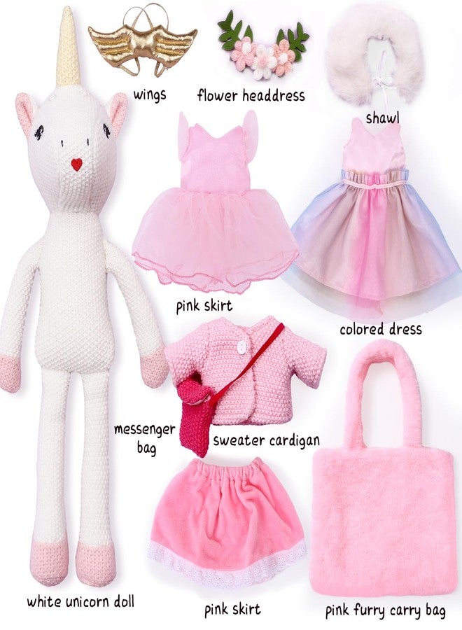 Toylink Unicorn Doll Stuffed Animal Toys for Girls - Ballerina Doll | Plush Carrier Bag | 3 Set Cloth Accessories, Kids Pretend Play Crochet Gifts, Birthday Gift for 3 4 5 6 Year Old Little Girl Unicorn Toys - Image 4